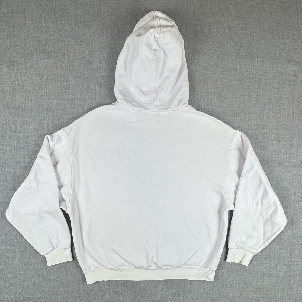 Alo Cropped Hoodie Womens Large White Fleece Kangaroo Pocket Pullover Sweatshirt - Picture 3 of 9